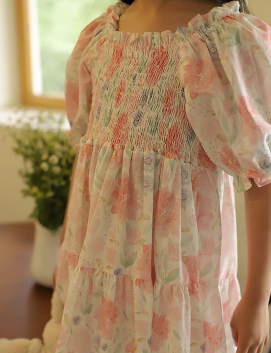 Provence Floral Shirred Dress