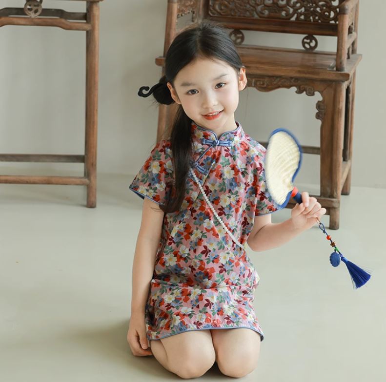 Multi-Floral Cheongsam Dress