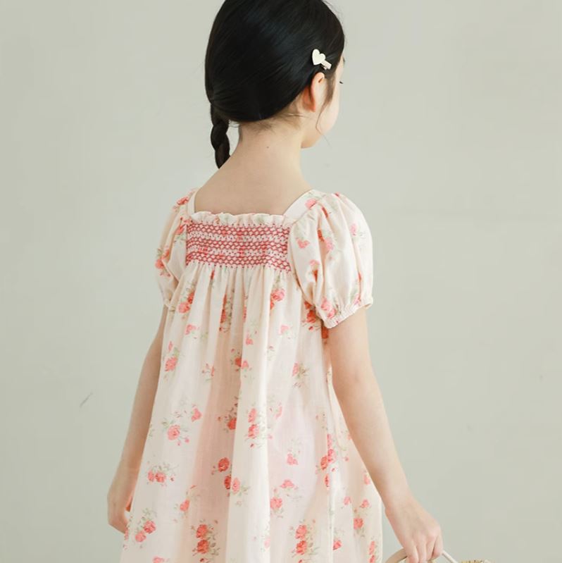 [Preorder] Pink Floral Shirred Dress