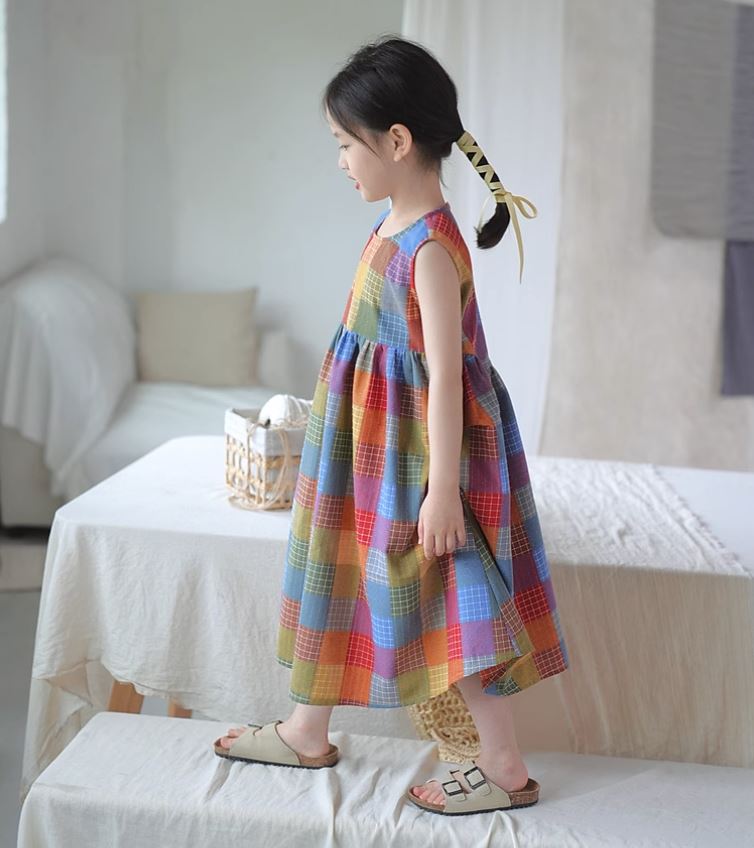 [Preorder] Colorful Plaid Vest Dress