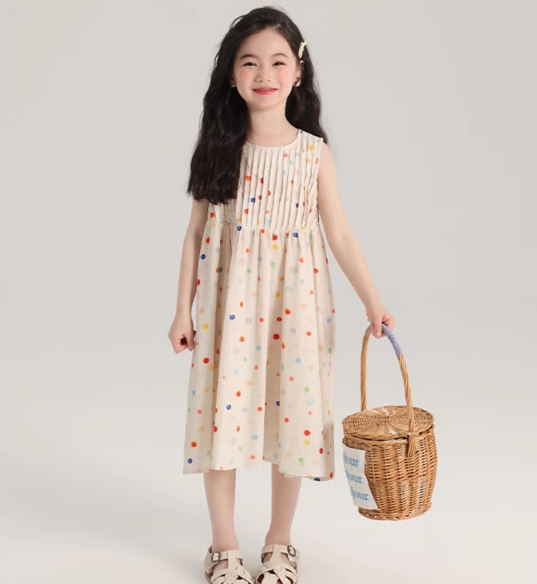 [Preorder] Colored Polka Dots Vest Dress