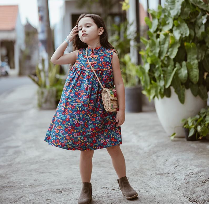 Vibrant Floral Cheongsam Dress