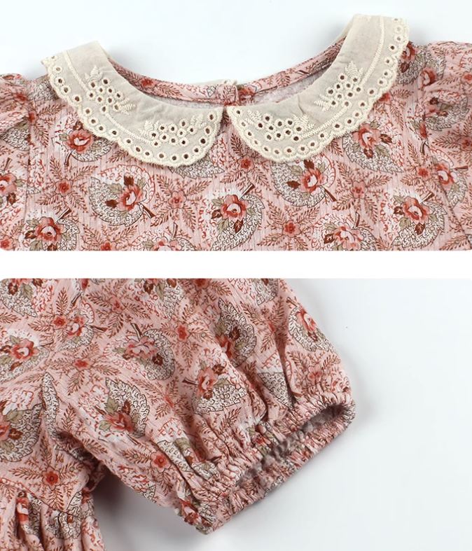 [Preorder] Lace Collar Crushed Floral Dress