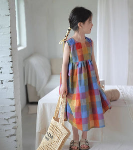 [Preorder] Colorful Plaid Vest Dress