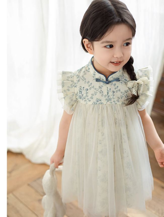 [Preorder] Porcelain Colored Cheongsam Dress