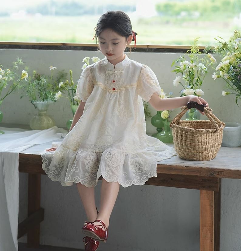 Embroidery Red Beads Cheongsam Dress