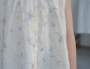 [Preorder] Colored Embroidery Chiffon Vest Top