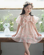 Load image into Gallery viewer, Front Bow Puff Sleeves Cheongsam Dress
