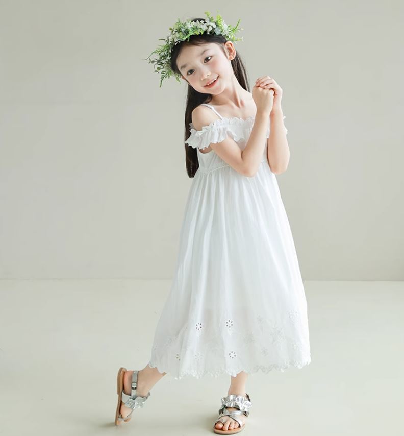 [Preorder] Drop Shoulder Eyelet Hem Dress