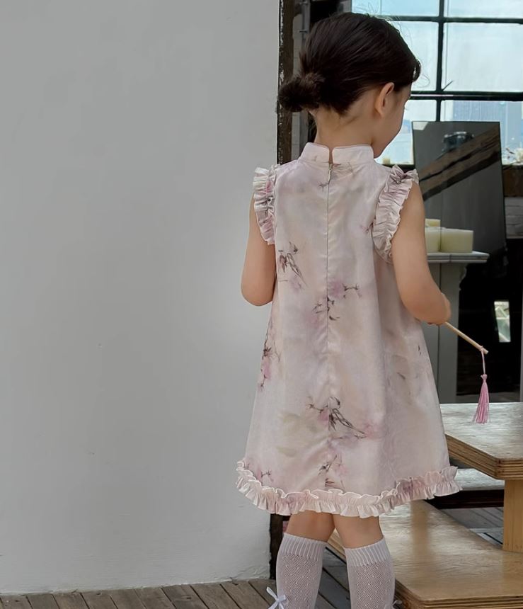 Lace Pleats Cheongsam Dress