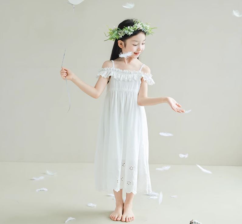 [Preorder] Drop Shoulder Eyelet Hem Dress