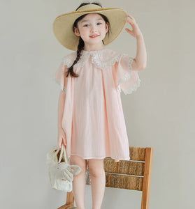 Lapel Lace Collar Babydoll Dress