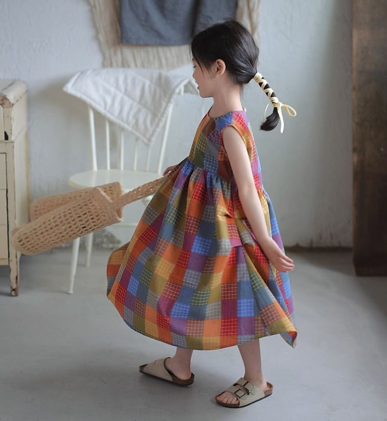 [Preorder] Colorful Plaid Vest Dress