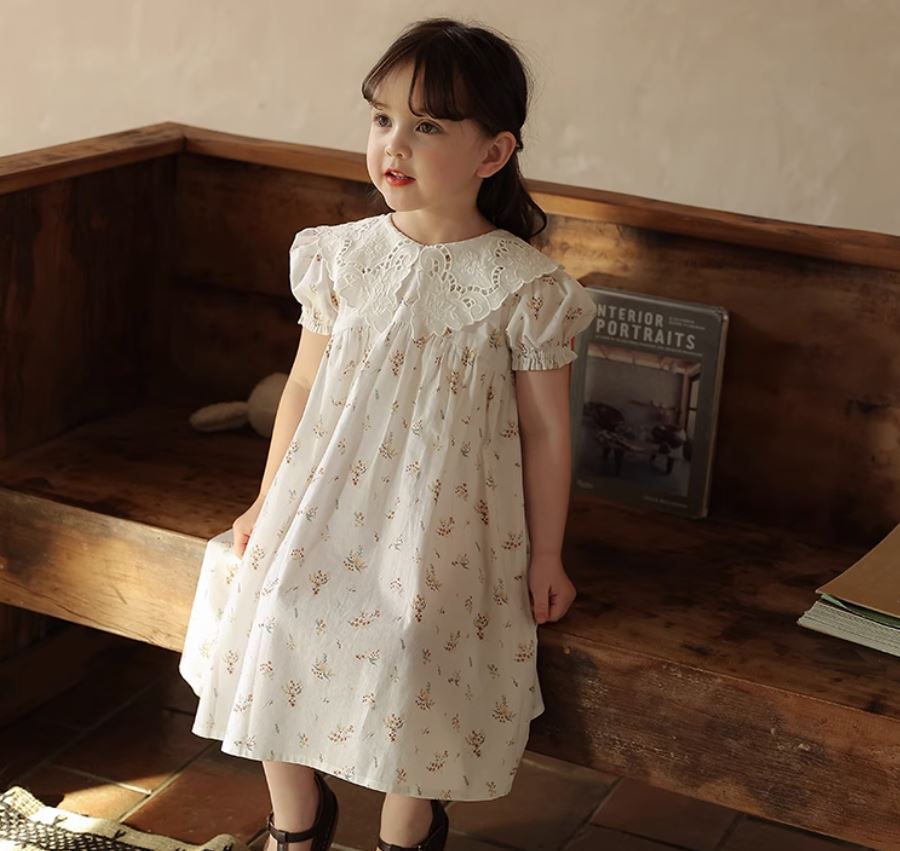 [Preorder] Lace Peter-Pan Collar Floral Dress