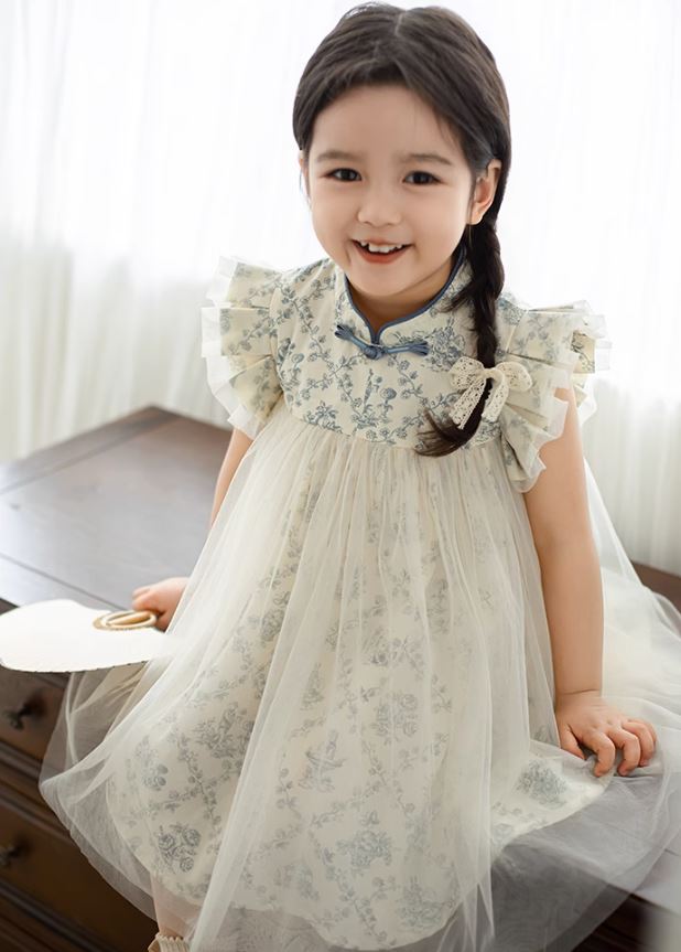 [Preorder] Porcelain Colored Cheongsam Dress