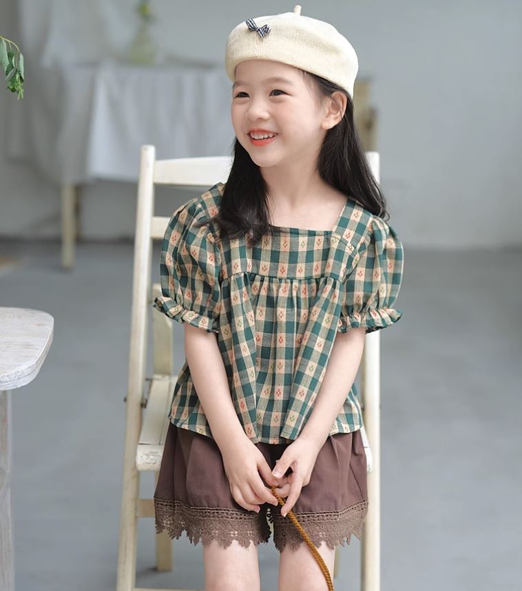 [Preorder] Checkered Square Neck Top