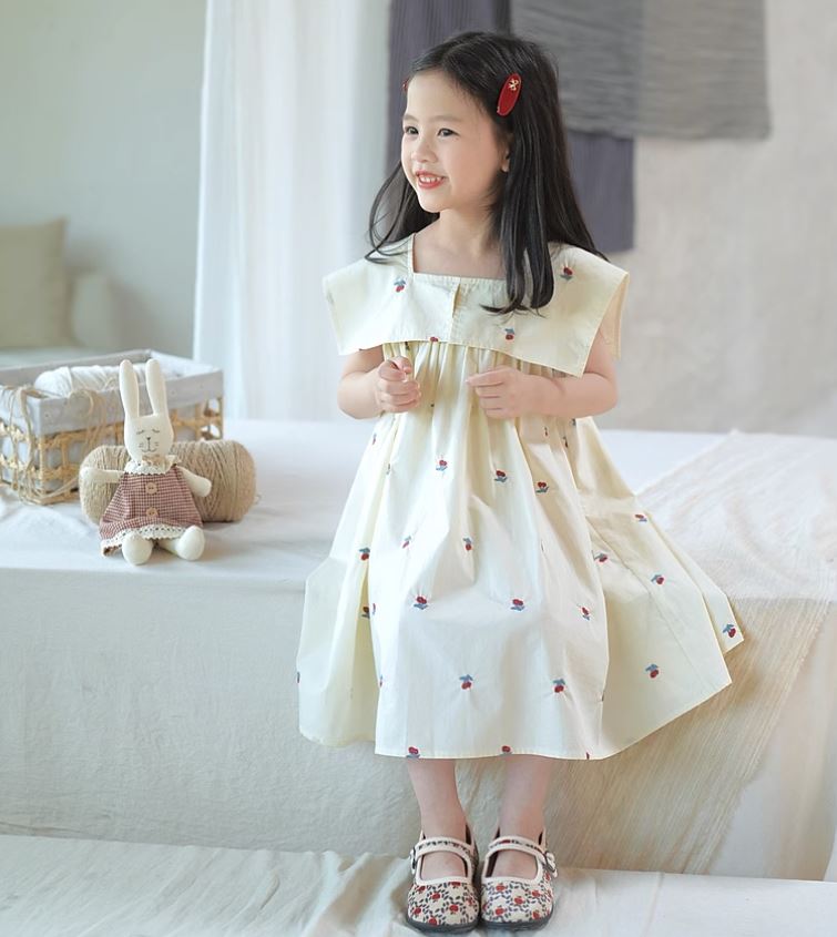 [Preorder] Cherry Embroidery A-Line Dress