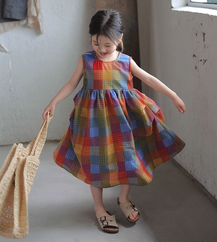 [Preorder] Colorful Plaid Vest Dress