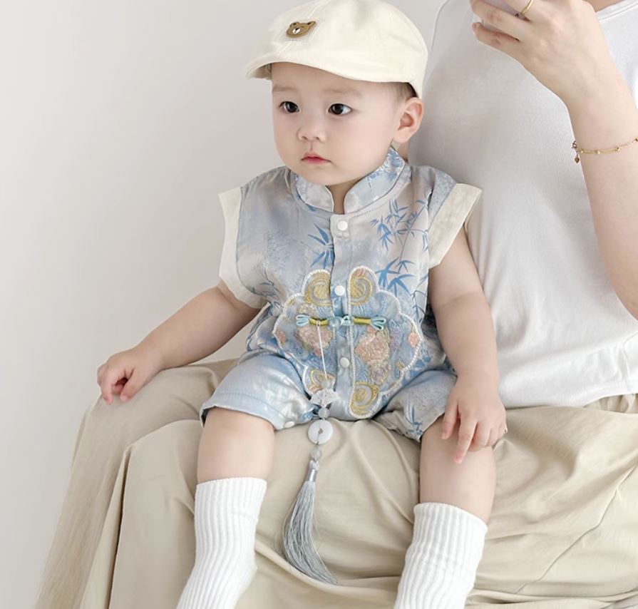 Bamboo Embroidery Tang Romper