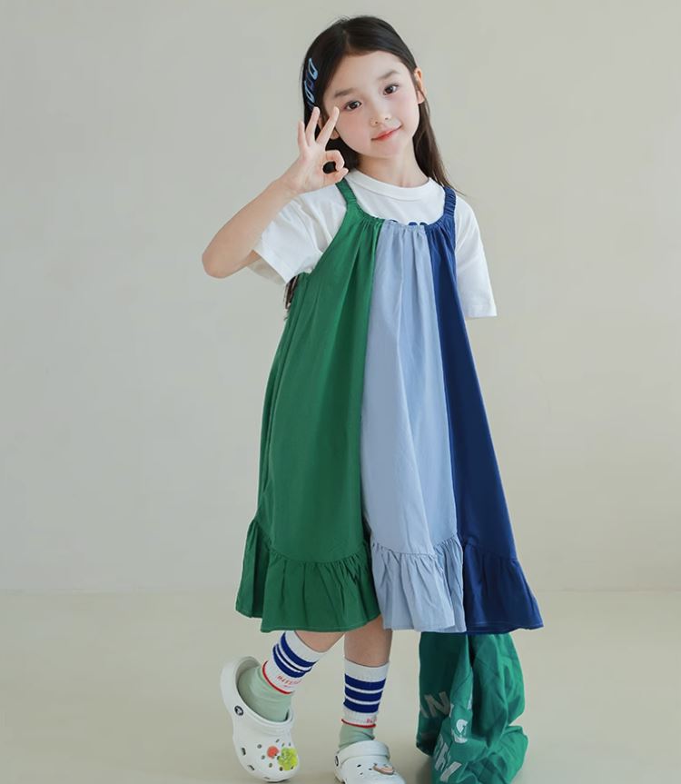 [Preorder] Triple Colors Ruffle Hem Dress