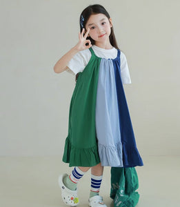[Preorder] Triple Colors Ruffle Hem Dress