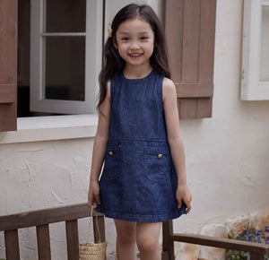 Spliced A-Line Denim Dress