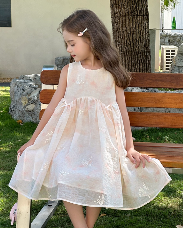 [Preorder] Bows & Embroidery Vest Dress