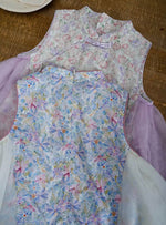 Load image into Gallery viewer, Spliced Side Mesh Cheongsam Dress - Ivory
