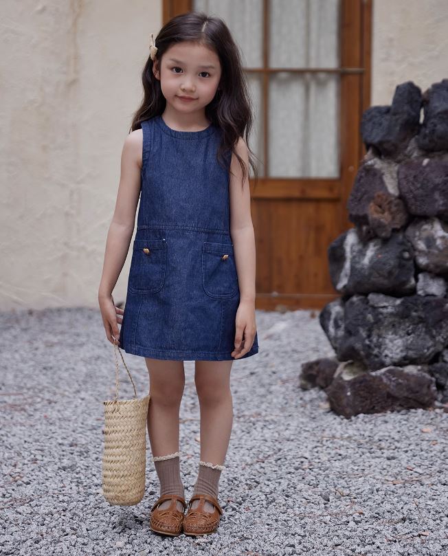 Spliced A-Line Denim Dress