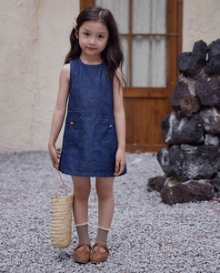 Spliced A-Line Denim Dress