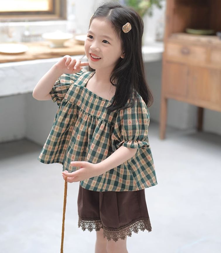 [Preorder] Checkered Square Neck Top