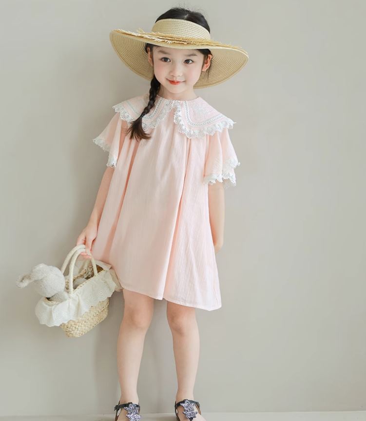 Lapel Lace Collar Babydoll Dress