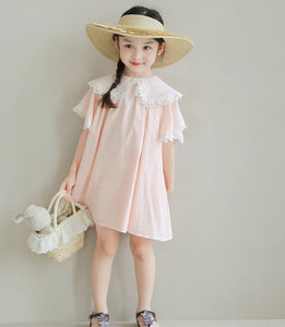 Lapel Lace Collar Babydoll Dress