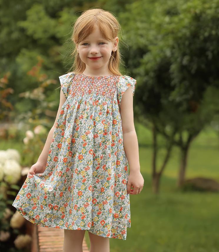 [Preorder] Floral Shirred Ruffle Sleeves Dress