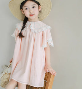 Lapel Lace Collar Babydoll Dress