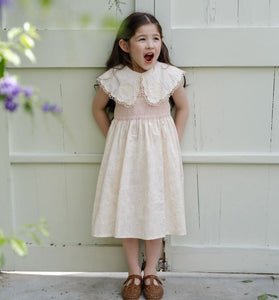 [Preorder] Lapel Collar Pink Florals Dress