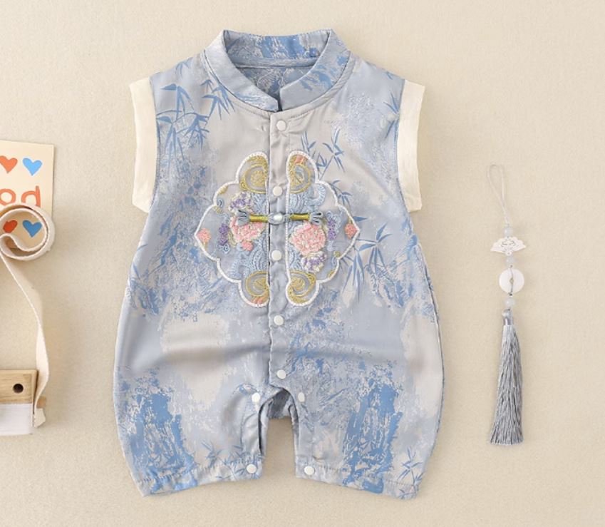 Bamboo Embroidery Tang Romper