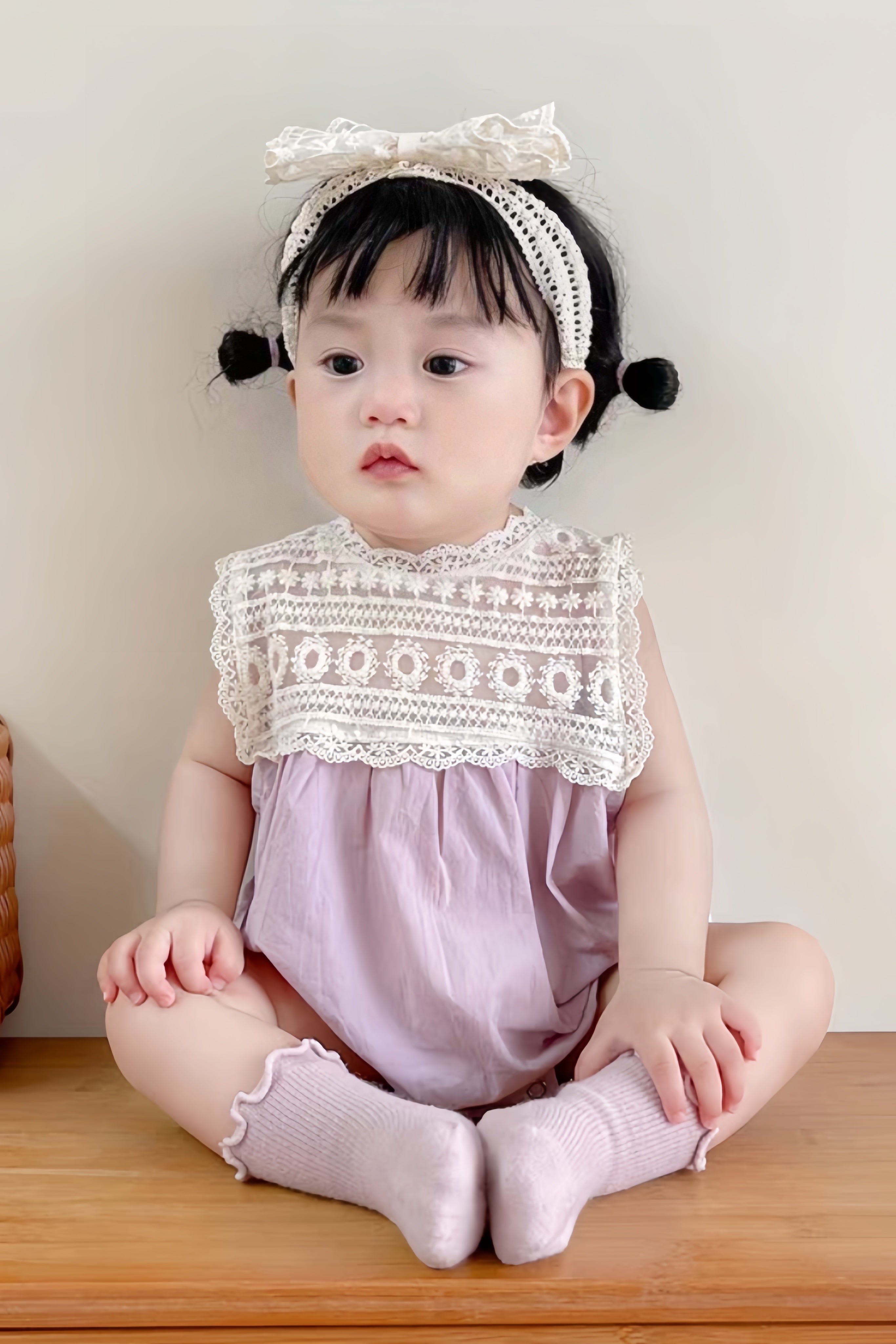 [Preorder] Lace Splicing Baby Romper