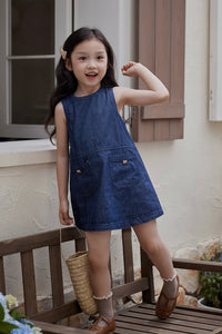 Spliced A-Line Denim Dress