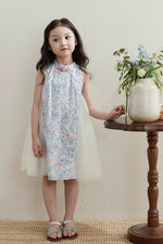 Load image into Gallery viewer, Spliced Side Mesh Cheongsam Dress - Ivory

