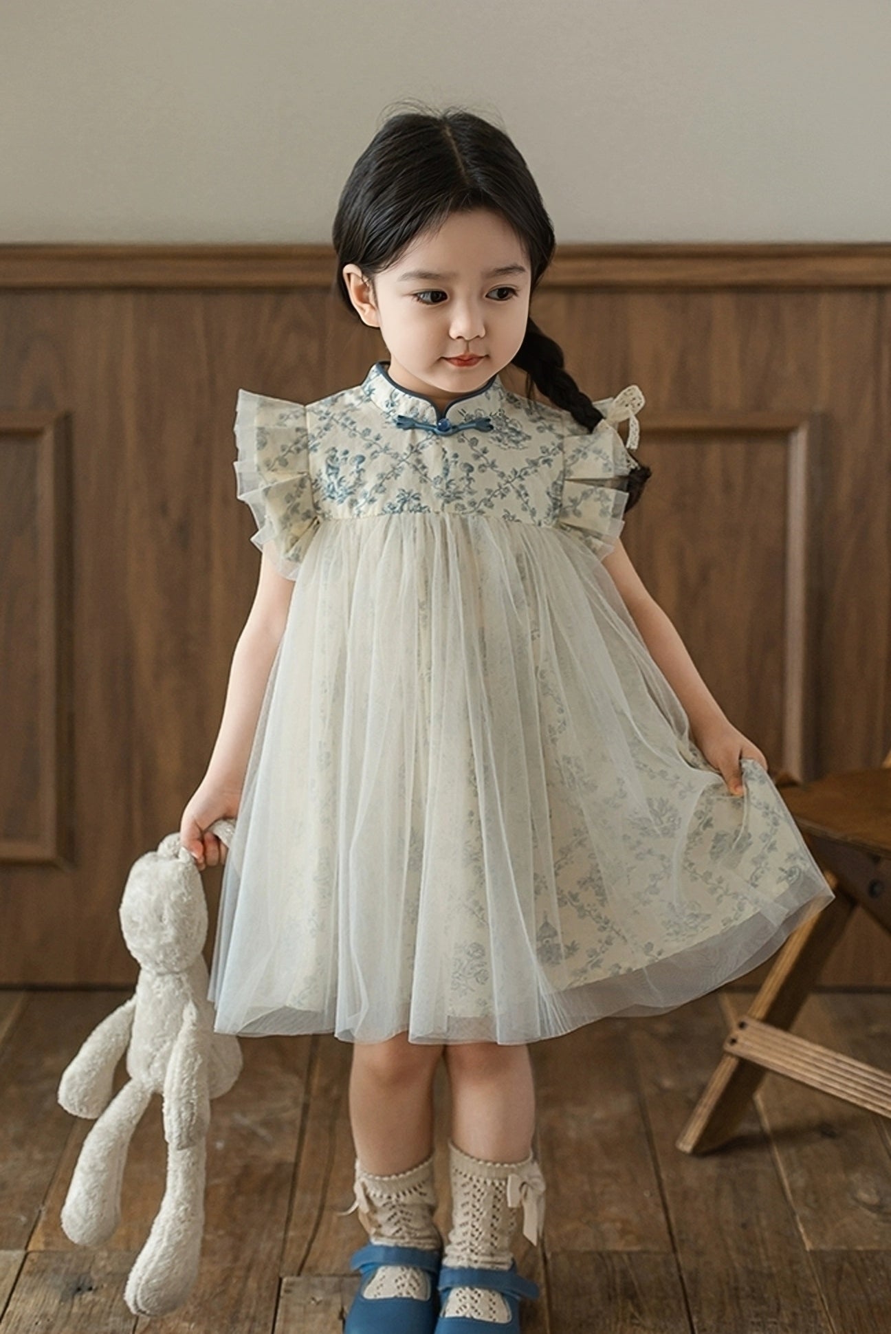 [Preorder] Porcelain Colored Cheongsam Dress