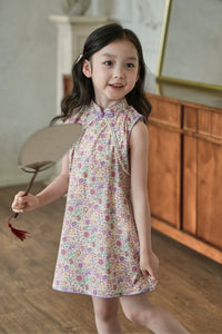 Gem Garden & Pearls Cheongsam Dress - Purple