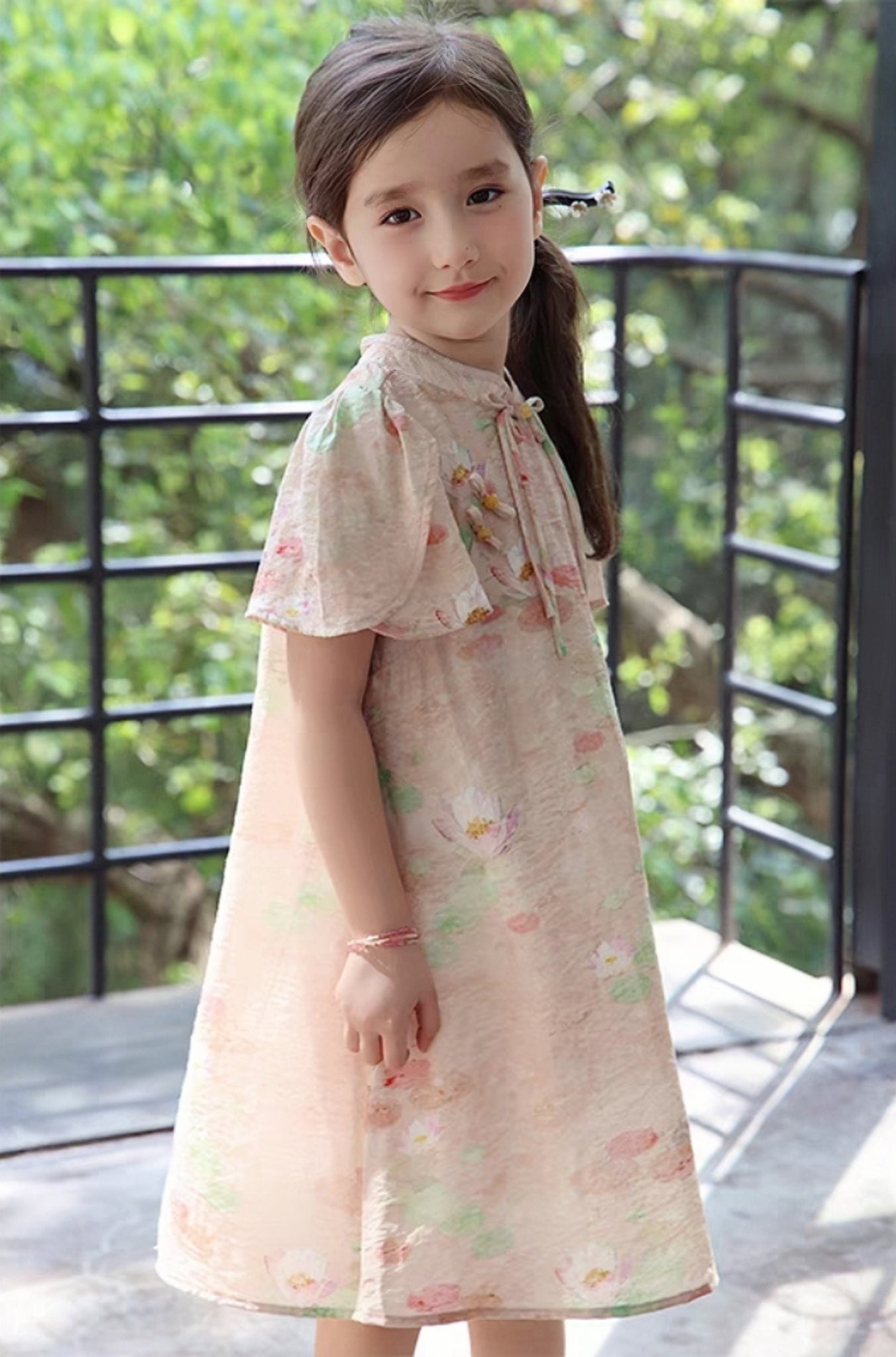 Lotus Leaf Sleeves Cheongsam Dress