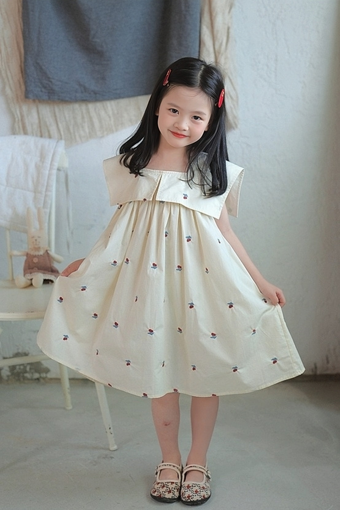 [Preorder] Cherry Embroidery A-Line Dress