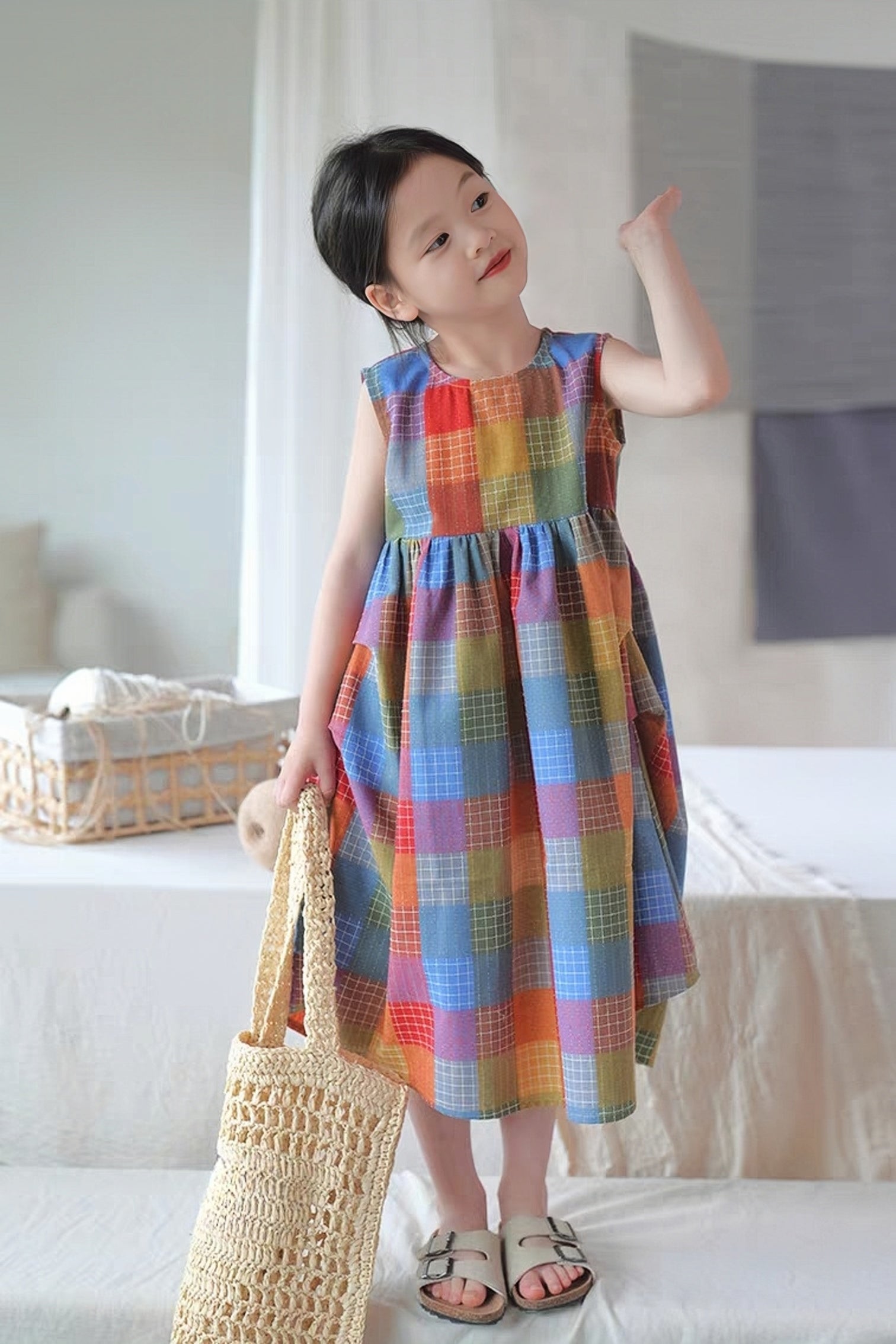 [Preorder] Colorful Plaid Vest Dress