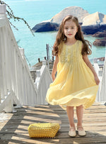 Load image into Gallery viewer, [Preorder] Pleated Lace Yellow Vest Dress
