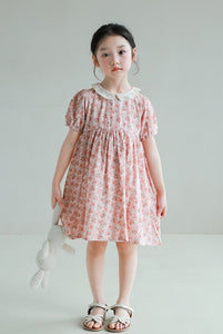 [Preorder] Lace Collar Crushed Floral Dress