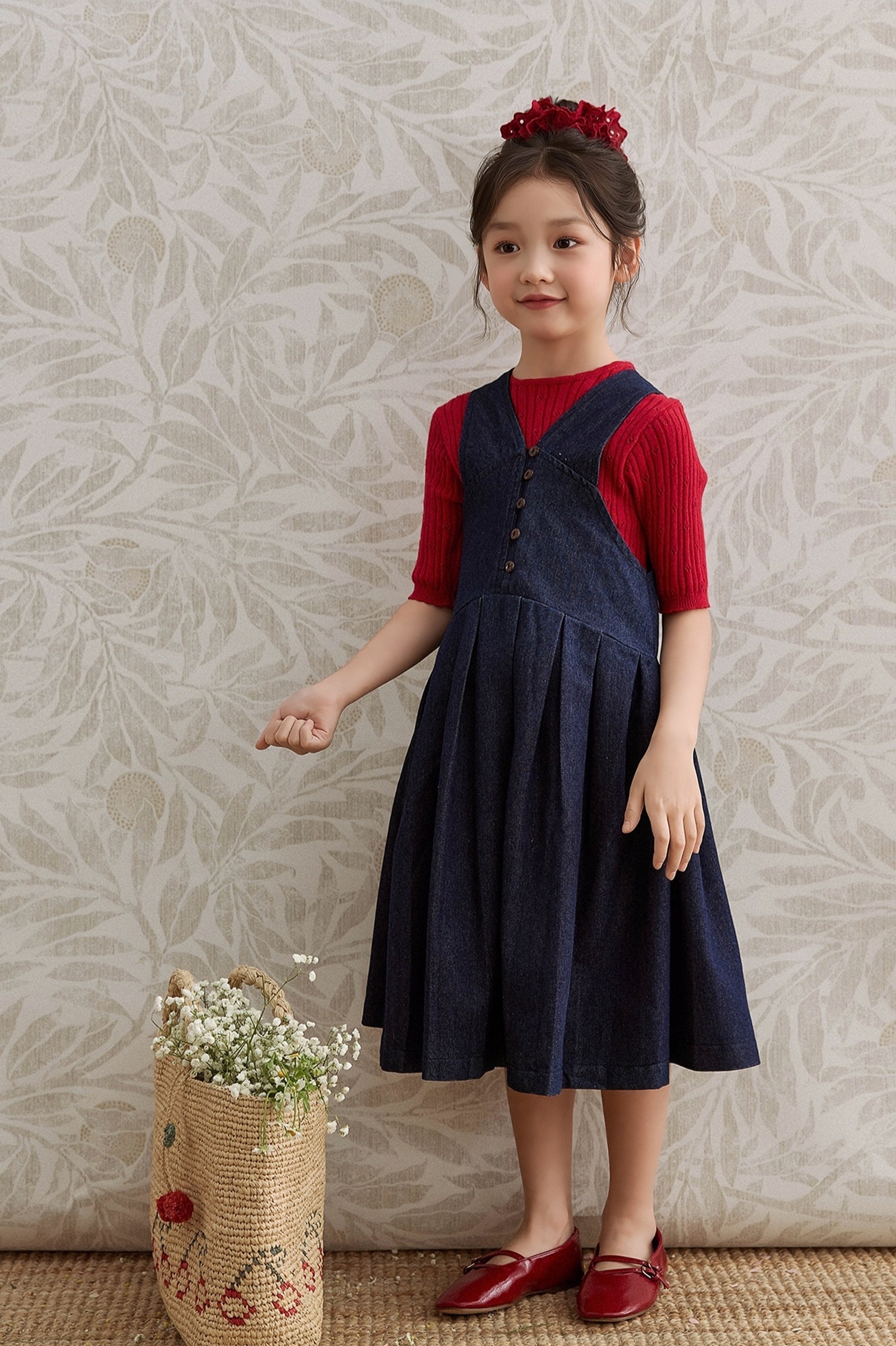 [Preorder] Pleated Denim Suspender Dress