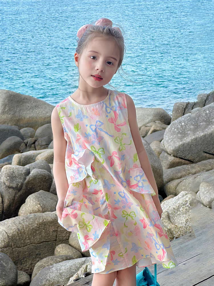 [Preorder] Printed Ribbons Vest Dress