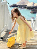 Load image into Gallery viewer, [Preorder] Pleated Lace Yellow Vest Dress
